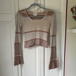 Striped Knit Pink Rose Long Sleeve Top